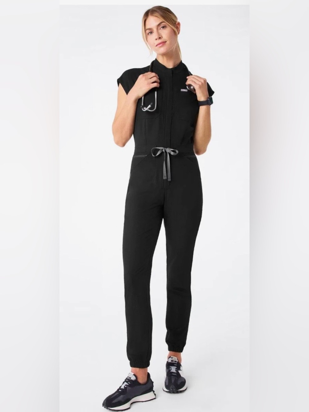 FIGS Rafaela Cargo Scrub Jumpsuit XS Black